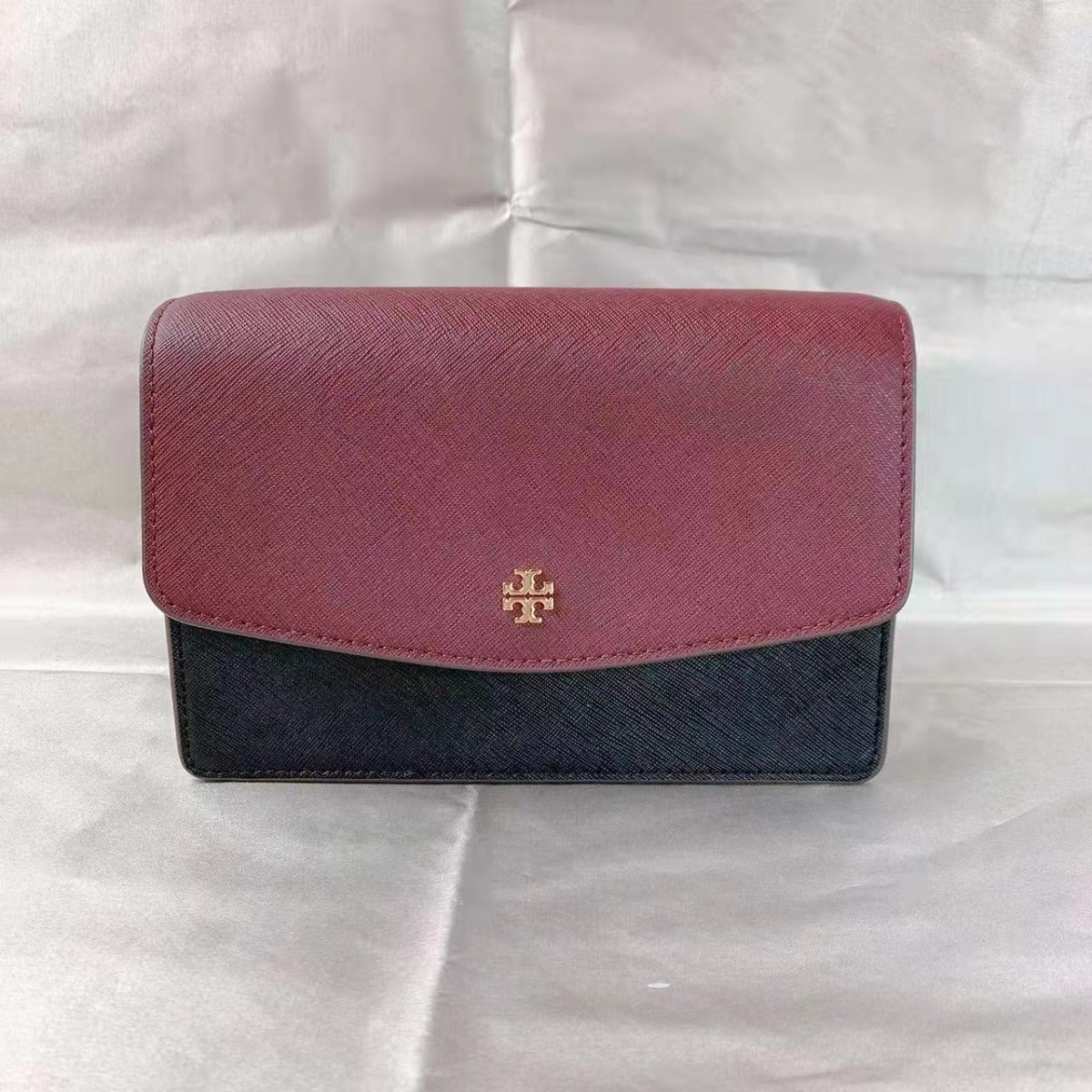 Tory Burch 84744 0821 Emerson Mini Shoulder Bag In Claret Black Tory Burch 84744 0821 Emerson Mini Shoulder Bag In Claret Black